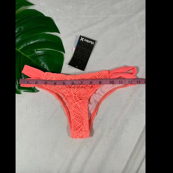 NWT Hurley Crochet Split Strap Bikini Bottom Pink - Picture 6 of 8